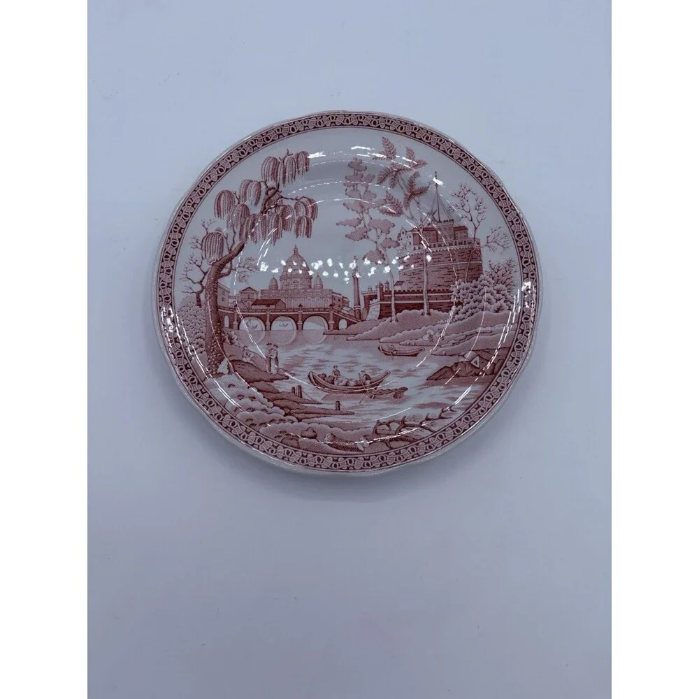 Vintage Spode Archive Collection Rome Cranberry Red Transferware Plate 10.5”